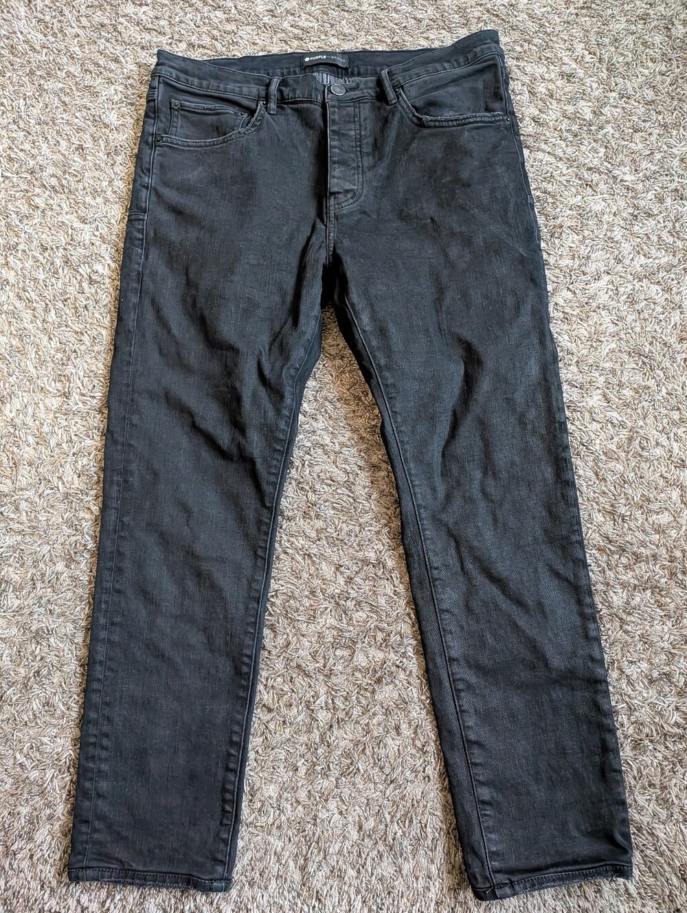Purple Brand P001 Black Cotton Button Fly 27" Skinny Jeans Men's 34